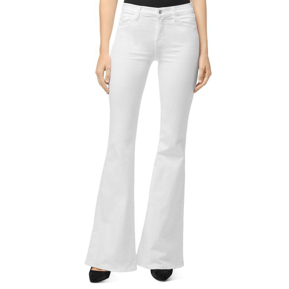 Valentina High-Rise Flared Jeans in Blanc